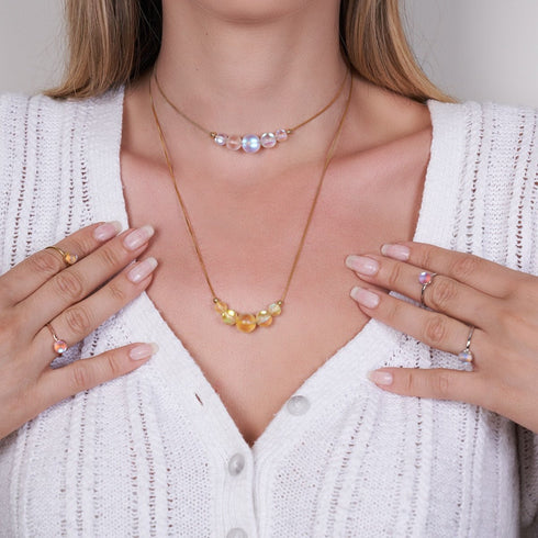 Rainbow White | Gold Vermeil | Mermaid Glass Infinity Clasp Necklace